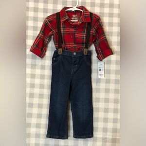 Carter's Baby Boy Plaid Holiday Outfit, Red/Blue, 24M